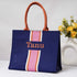 Navy Blue Printed Box Tote Bag - Uncommongifts.in